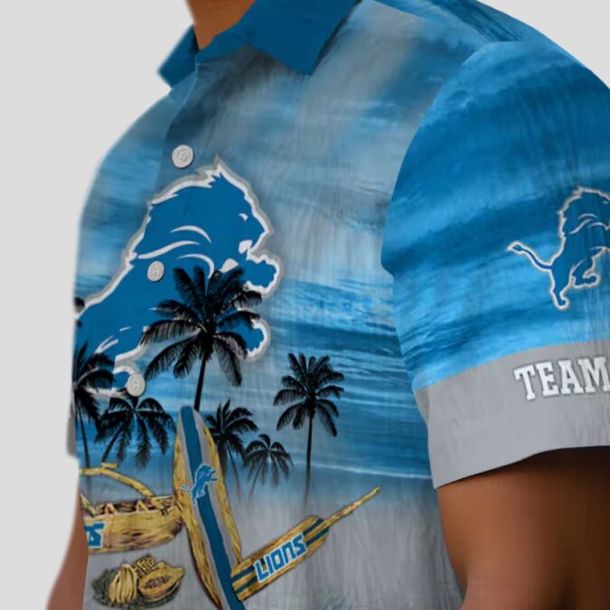 NFL Detroit Lions Custom Hawaiian Shirt, Tropical Canoe Blue Aloha Fan Gift