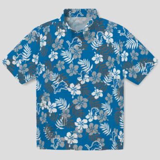 NFL Detroit Lions Floral Blue Hawaiian Shirt, Tropical Summer Vacation Outfit