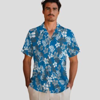 NFL Detroit Lions Floral Blue Hawaiian Shirt, Tropical Summer Vacation Outfit