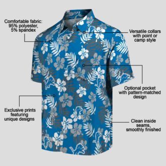 NFL Detroit Lions Floral Blue Hawaiian Shirt, Tropical Summer Vacation Outfit