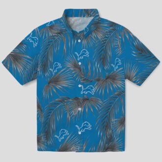 NFL Detroit Lions Hawaiian Shirt, Blue Leafy Palms Summer Outfit for Mens