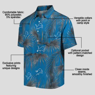 NFL Detroit Lions Hawaiian Shirt, Blue Leafy Palms Summer Outfit for Mens