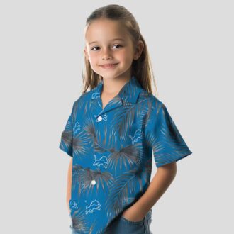 NFL Detroit Lions Hawaiian Shirt, Blue Leafy Palms Summer Outfit for Mens