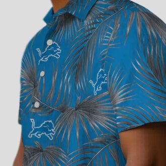 NFL Detroit Lions Hawaiian Shirt, Blue Leafy Palms Summer Outfit for Mens