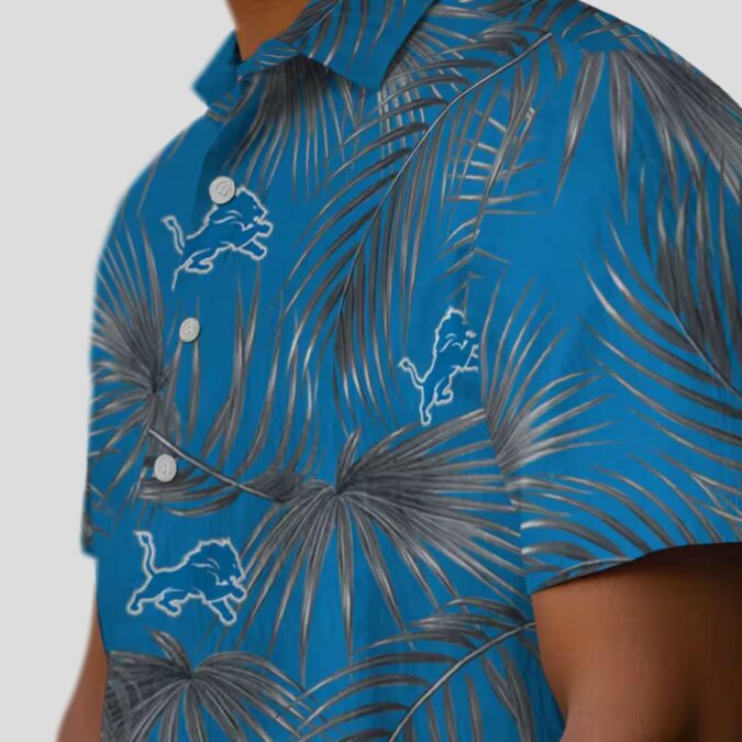 NFL Detroit Lions Hawaiian Shirt, Blue Leafy Palms Summer Outfit for Mens