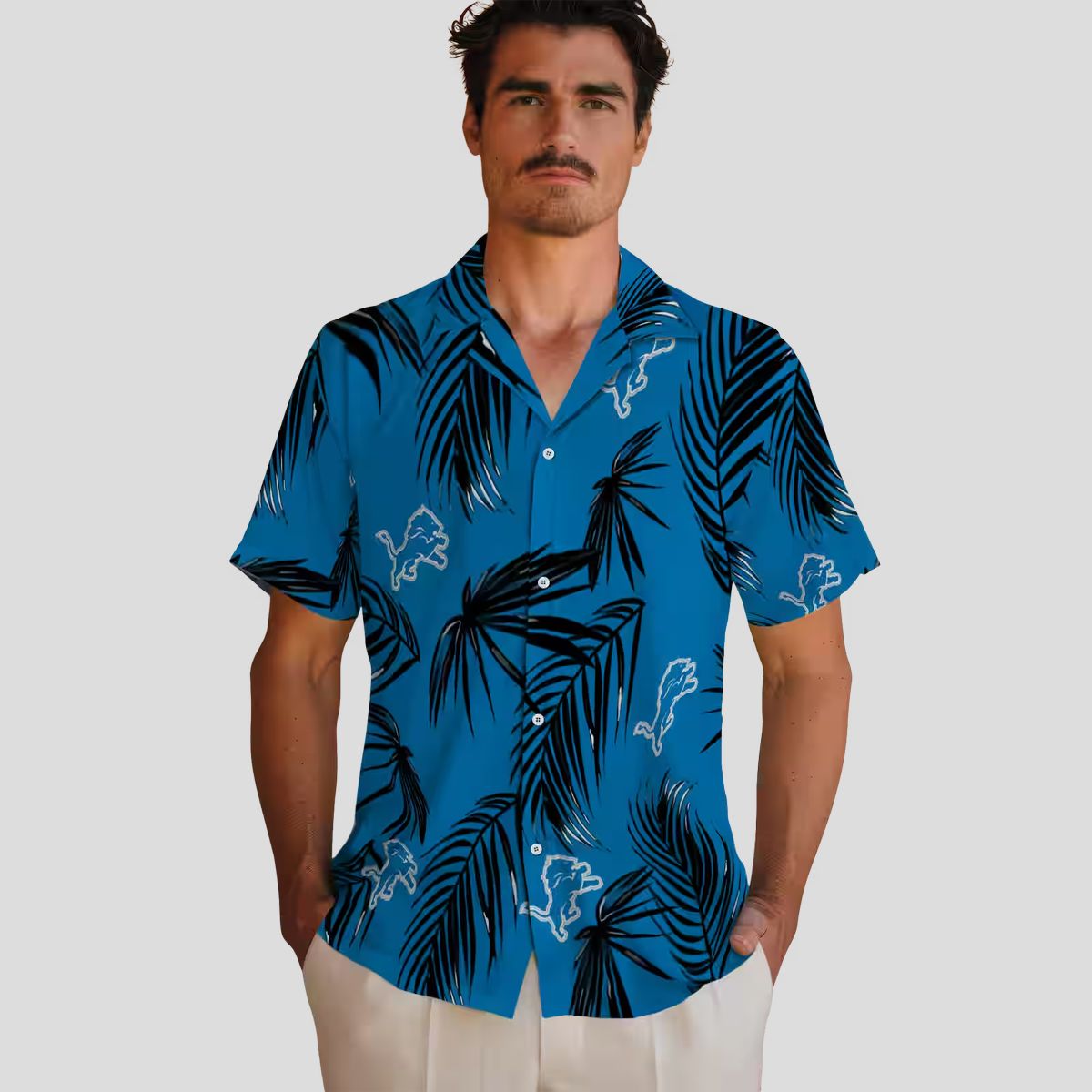 NFL Detroit Lions Palm Leaf Hawaiian Shirt, Best Summer Party Outfit