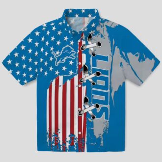 NFL Detroit Lions Stitched Flag Hawaiian Shirt – Blue Tropical Outfit