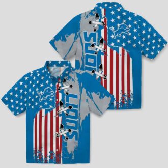 NFL Detroit Lions Stitched Flag Hawaiian Shirt – Blue Tropical Outfit