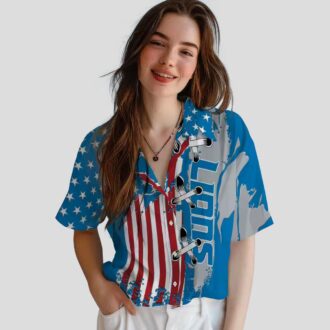 NFL Detroit Lions Stitched Flag Hawaiian Shirt – Blue Tropical Outfit