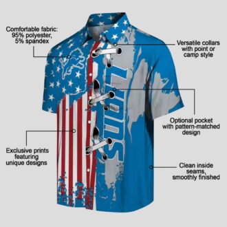 NFL Detroit Lions Stitched Flag Hawaiian Shirt – Blue Tropical Outfit