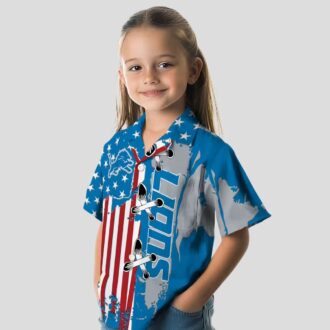 NFL Detroit Lions Stitched Flag Hawaiian Shirt – Blue Tropical Outfit