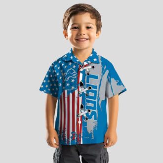 NFL Detroit Lions Stitched Flag Hawaiian Shirt – Blue Tropical Outfit