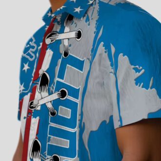 NFL Detroit Lions Stitched Flag Hawaiian Shirt – Blue Tropical Outfit