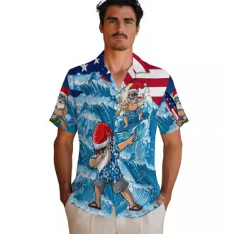 NFL Detroit Lions Surfing Santa Hawaiian Shirt, Holiday Beach Outfit