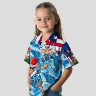 NFL Detroit Lions Surfing Santa Hawaiian Shirt, Holiday Beach Outfit