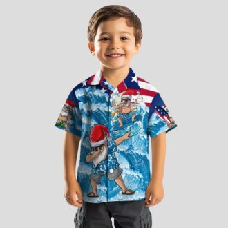 NFL Detroit Lions Surfing Santa Hawaiian Shirt, Holiday Beach Outfit