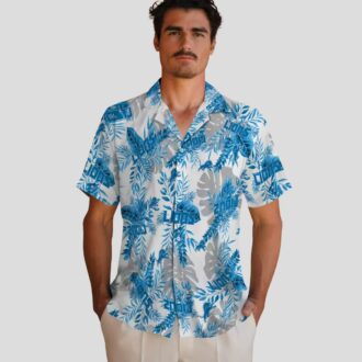 NFL Detroit Lions Tropical Hawaiian Shirt, White Palm Leaves Summer Outfit