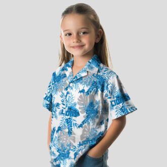 NFL Detroit Lions Tropical Hawaiian Shirt, White Palm Leaves Summer Outfit