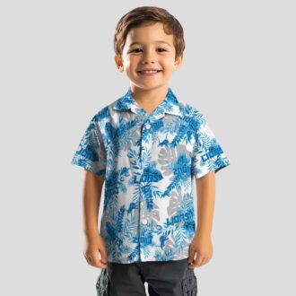 NFL Detroit Lions Tropical Hawaiian Shirt, White Palm Leaves Summer Outfit