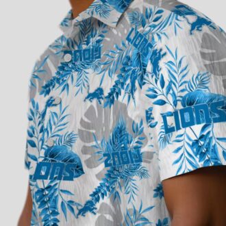 NFL Detroit Lions Tropical Hawaiian Shirt, White Palm Leaves Summer Outfit