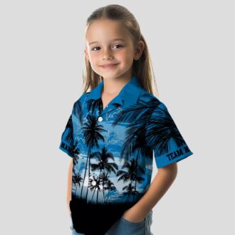 NFL Football Detroit Lions Hawaiian Shirt - Sunset Beach Blue & Black Design