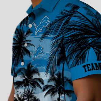 NFL Football Detroit Lions Hawaiian Shirt - Sunset Beach Blue & Black Design