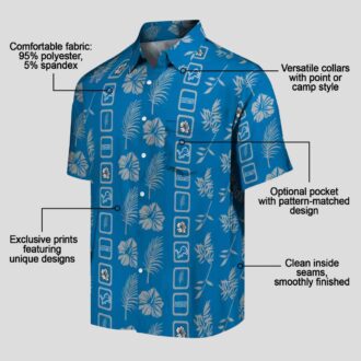 NFL Team Detroit Lions Hawaiian Shirt, Framed Floral Blue Aloha Fan Apparel