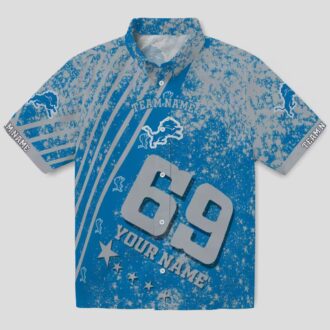 Personalized Detroit Lions Hawaiian Shirt - USA Flag Star Stripes Blue Aloha