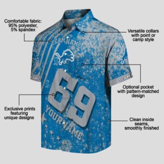 Personalized Detroit Lions Hawaiian Shirt - USA Flag Star Stripes Blue Aloha