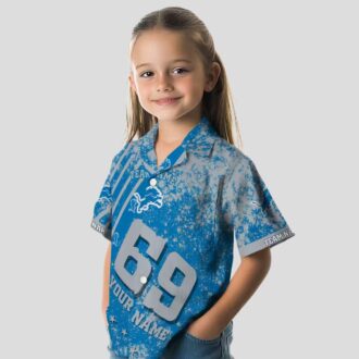 Personalized Detroit Lions Hawaiian Shirt - USA Flag Star Stripes Blue Aloha