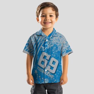 Personalized Detroit Lions Hawaiian Shirt - USA Flag Star Stripes Blue Aloha