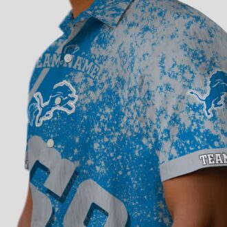Personalized Detroit Lions Hawaiian Shirt - USA Flag Star Stripes Blue Aloha