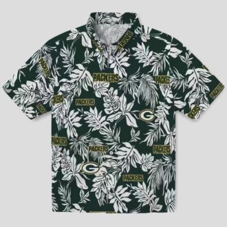 Aloha Green Bay Packers Button Up Hawaiian Shirt - Tropical Leaf Design for Football Fans