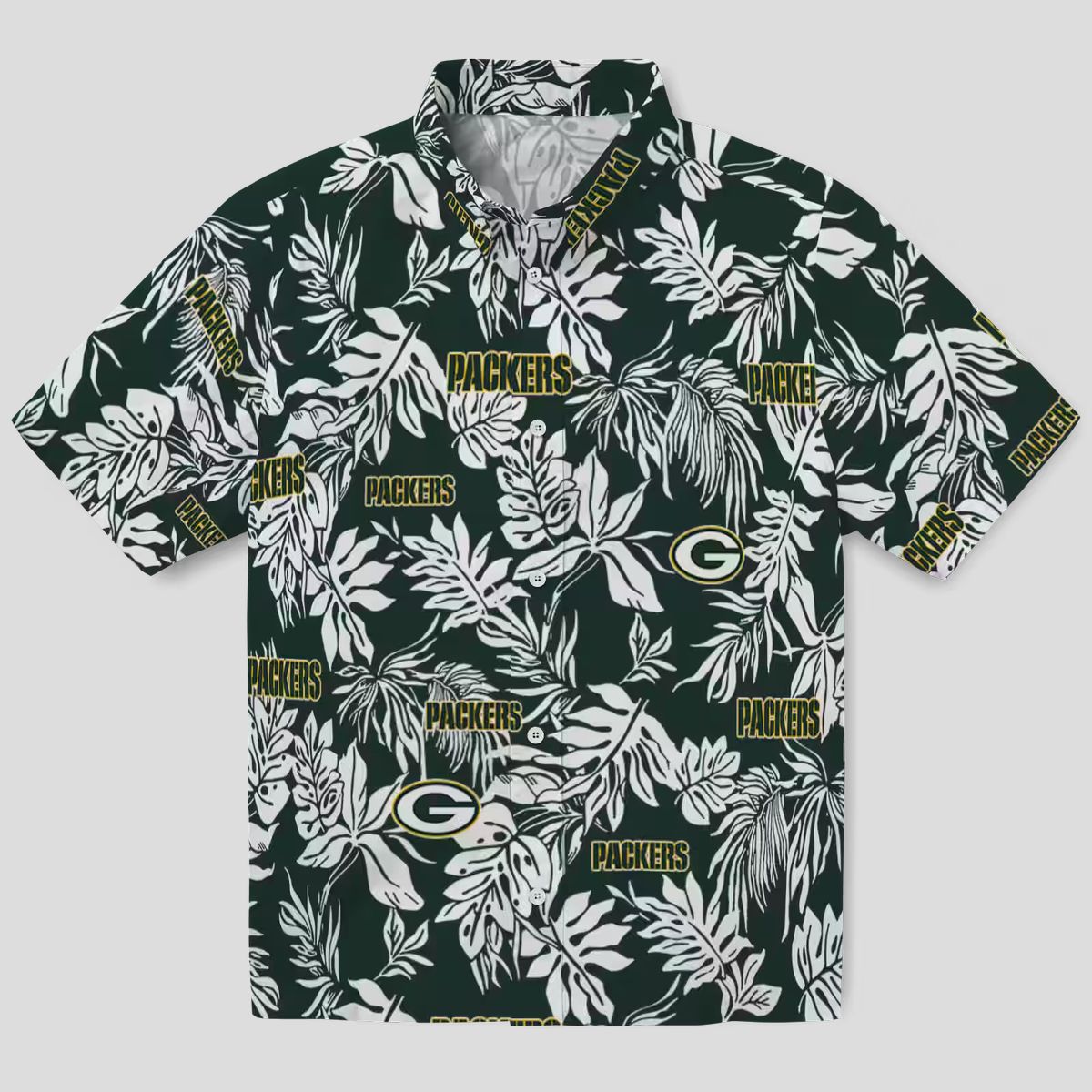 Aloha Green Bay Packers Button Up Hawaiian Shirt - Tropical Leaf Design for Football Fans