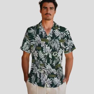 Aloha Green Bay Packers Button Up Hawaiian Shirt - Tropical Leaf Design for Football Fans