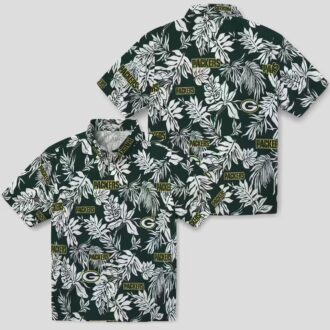 Aloha Green Bay Packers Button Up Hawaiian Shirt - Tropical Leaf Design for Football Fans
