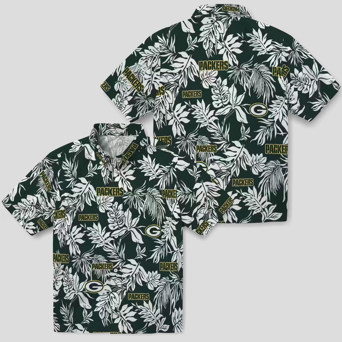 Aloha Green Bay Packers Button Up Hawaiian Shirt - Tropical Leaf Design for Football Fans