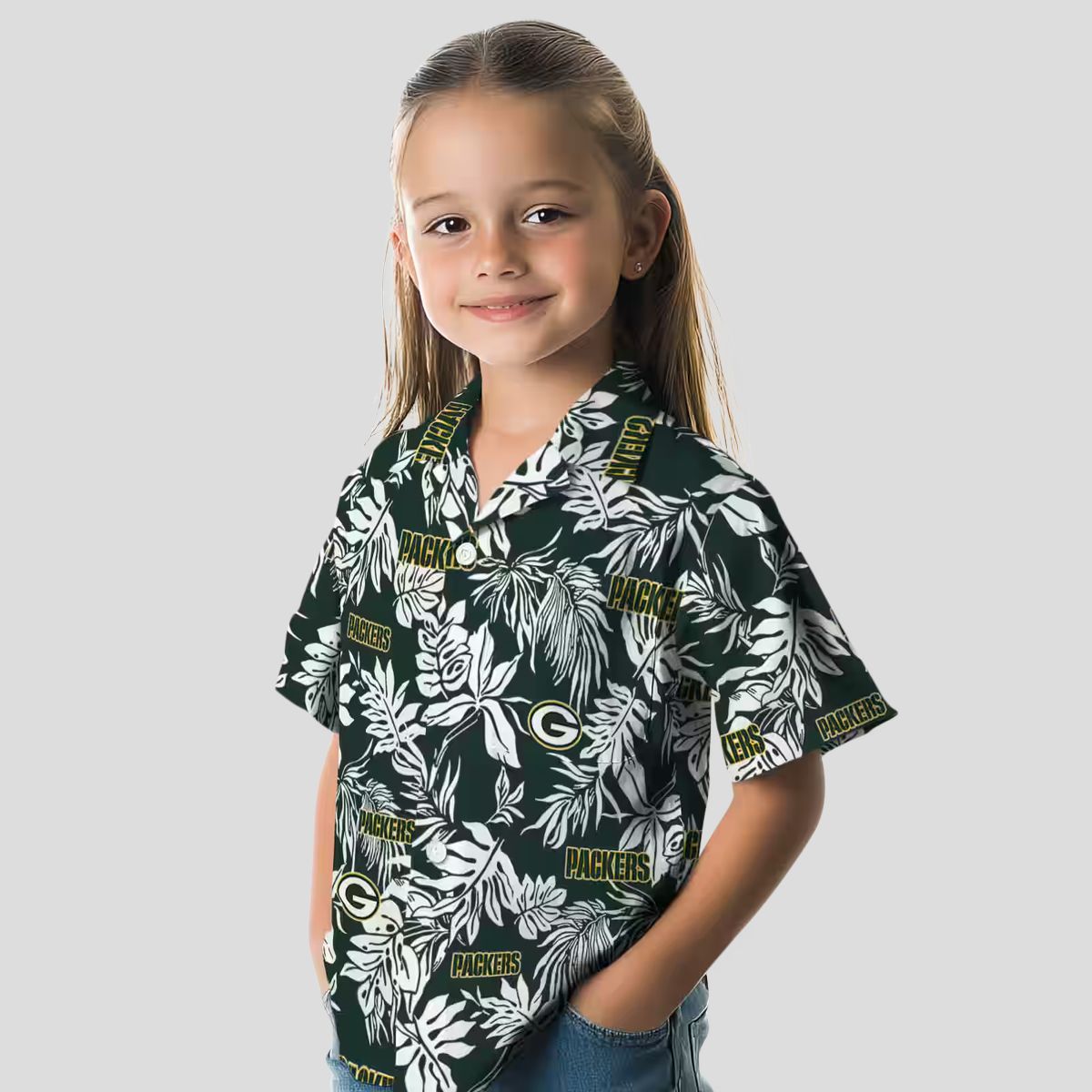Aloha Green Bay Packers Button Up Hawaiian Shirt - Tropical Leaf Design for Football Fans