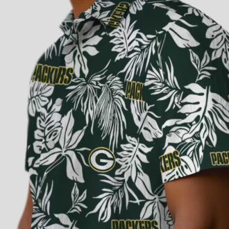 Aloha Green Bay Packers Button Up Hawaiian Shirt - Tropical Leaf Design for Football Fans