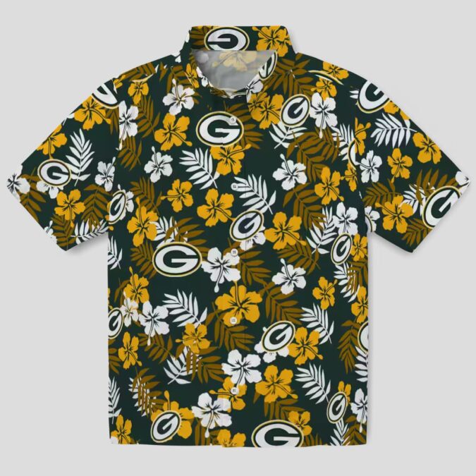 Aloha Green Bay Packers Hawaiian Shirt - Tropical Floral Green, NFL Football Fan Gifts
