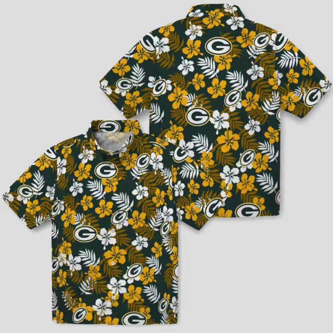 Aloha Green Bay Packers Hawaiian Shirt - Tropical Floral Green, NFL Football Fan Gifts
