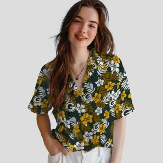 Aloha Green Bay Packers Hawaiian Shirt - Tropical Floral Green, NFL Football Fan Gifts
