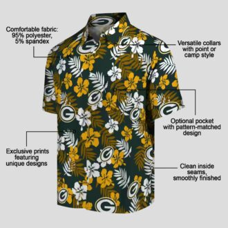Aloha Green Bay Packers Hawaiian Shirt - Tropical Floral Green, NFL Football Fan Gifts