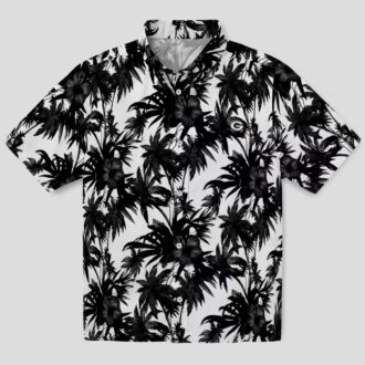 Black and White Green Bay Packers Hawaiian Shirt, Tropical Palm Shirt for Summer Beach