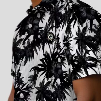 Black and White Green Bay Packers Hawaiian Shirt, Tropical Palm Shirt for Summer Beach
