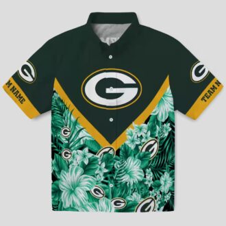 Custom Green Bay Packers Floral Chevron Hawaiian Shirt, Tropical NFL Shirt for Summer