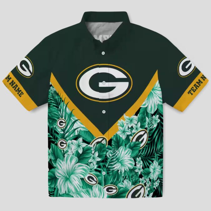 Custom Green Bay Packers Floral Chevron Hawaiian Shirt, Tropical NFL Shirt for Summer