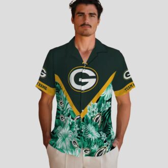 Custom Green Bay Packers Floral Chevron Hawaiian Shirt, Tropical NFL Shirt for Summer