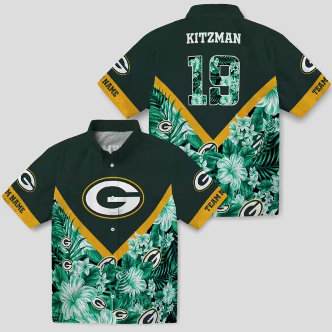 Custom Green Bay Packers Floral Chevron Hawaiian Shirt, Tropical NFL Shirt for Summer
