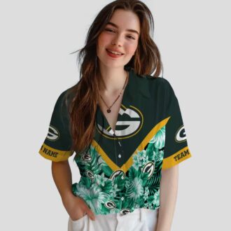 Custom Green Bay Packers Floral Chevron Hawaiian Shirt, Tropical NFL Shirt for Summer